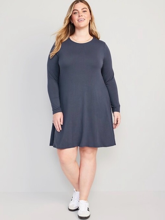 Old Navy Dresses & Skirts - Old Navy XXL Charcoal Grey Jersey Knit 3/4 Sleeve A-Line Swing Tunic Dress